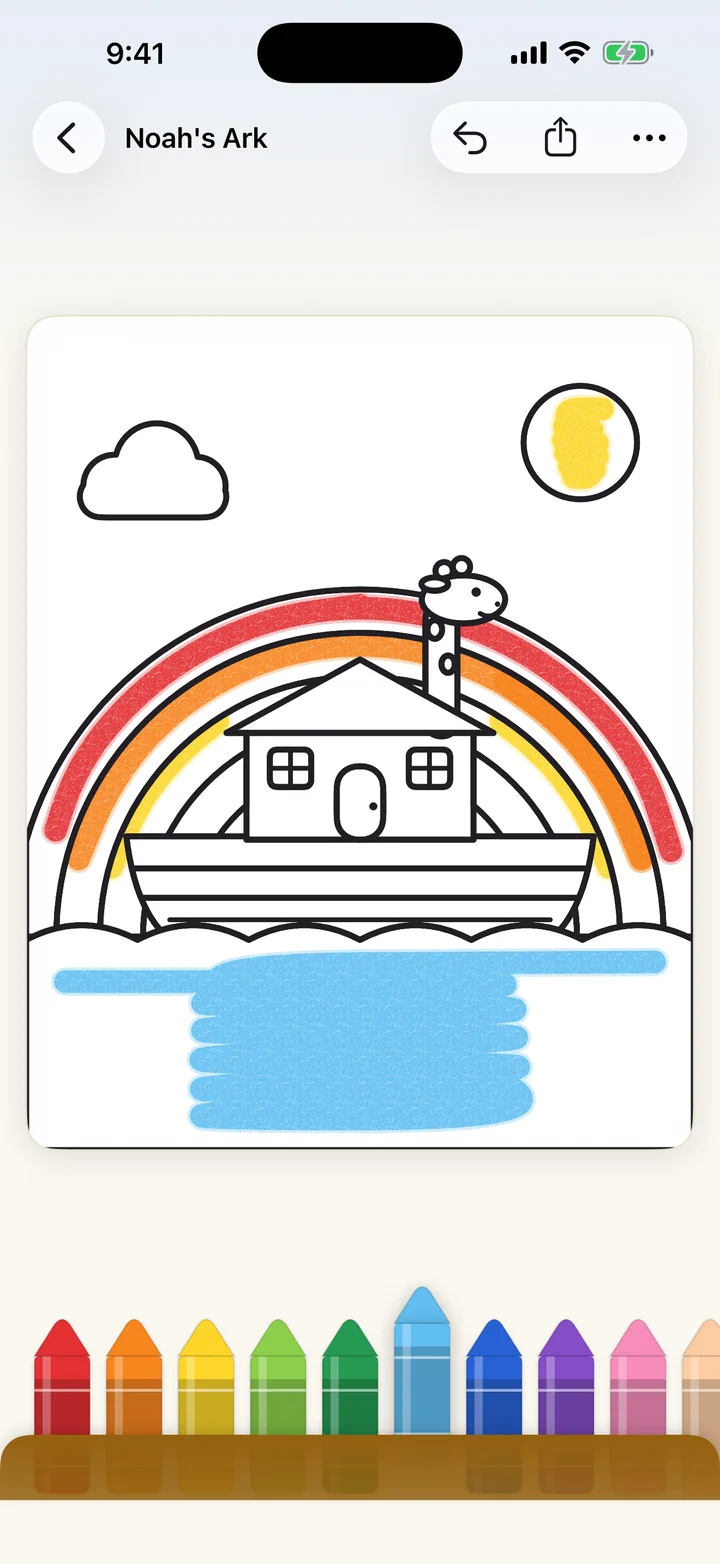 Coloring Noah's Ark with crayons in Better Human