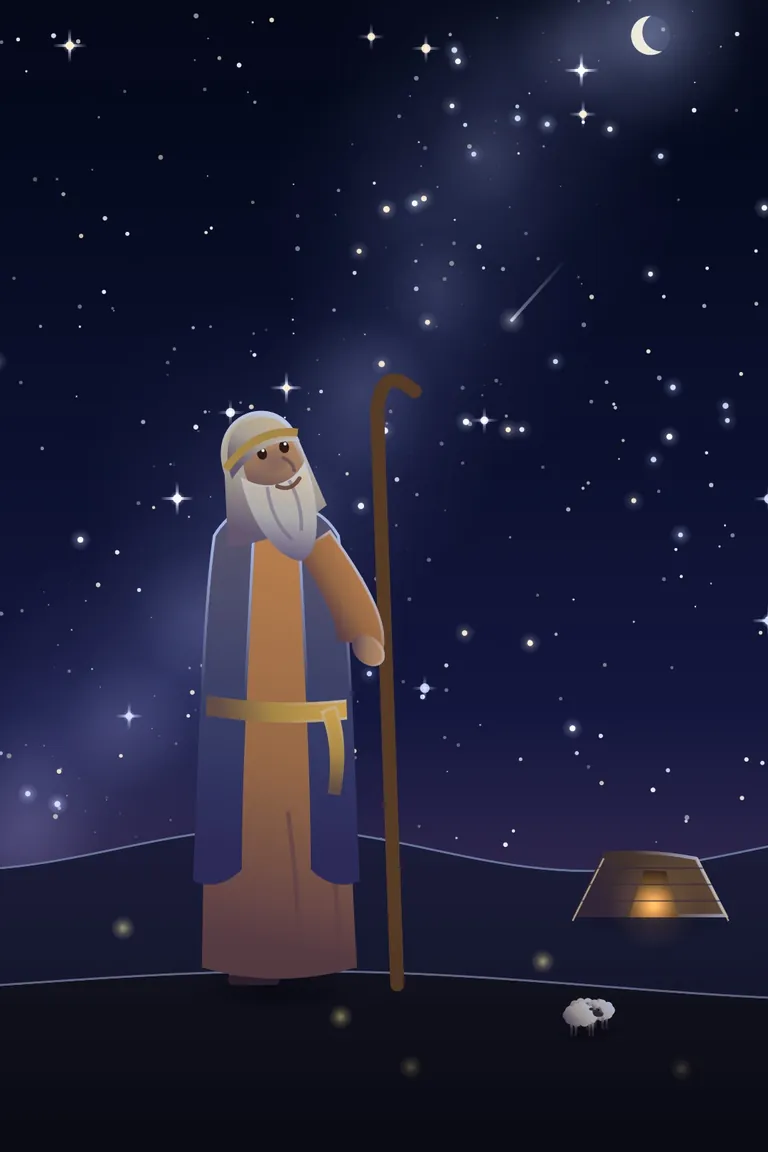 A painting of Abraham counting the stars