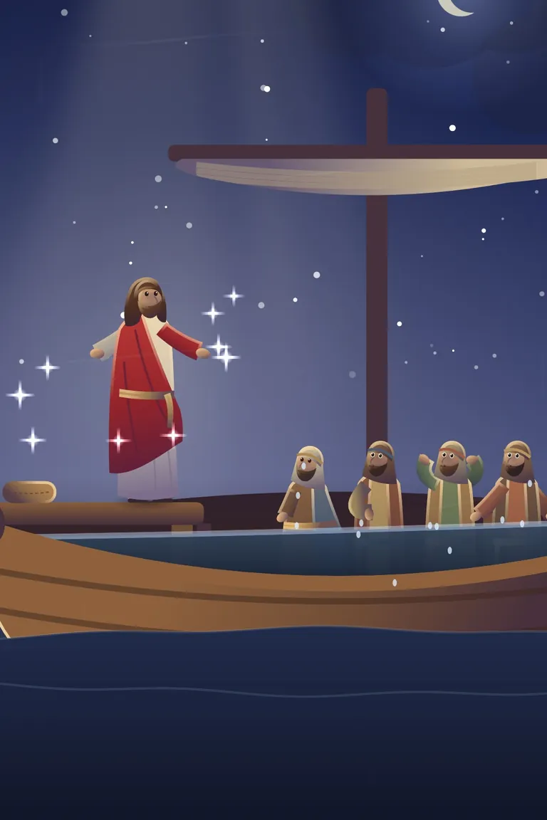 Jesus Calms the Storm, a painted Bible story
