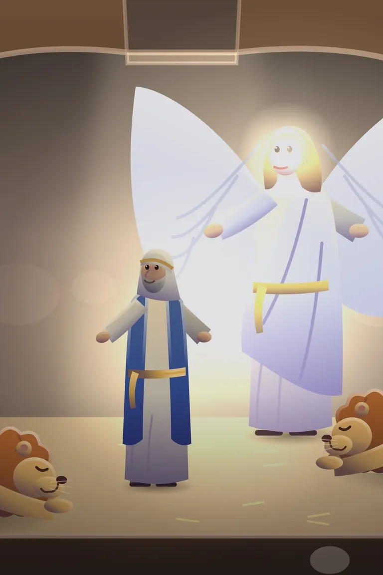 Daniel and the Lions, a painted Bible story