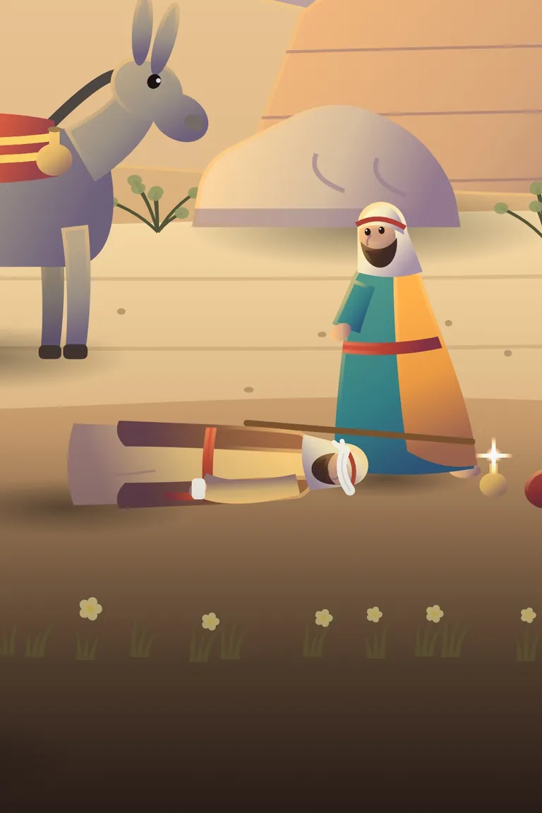The Good Samaritan, a painted Bible story
