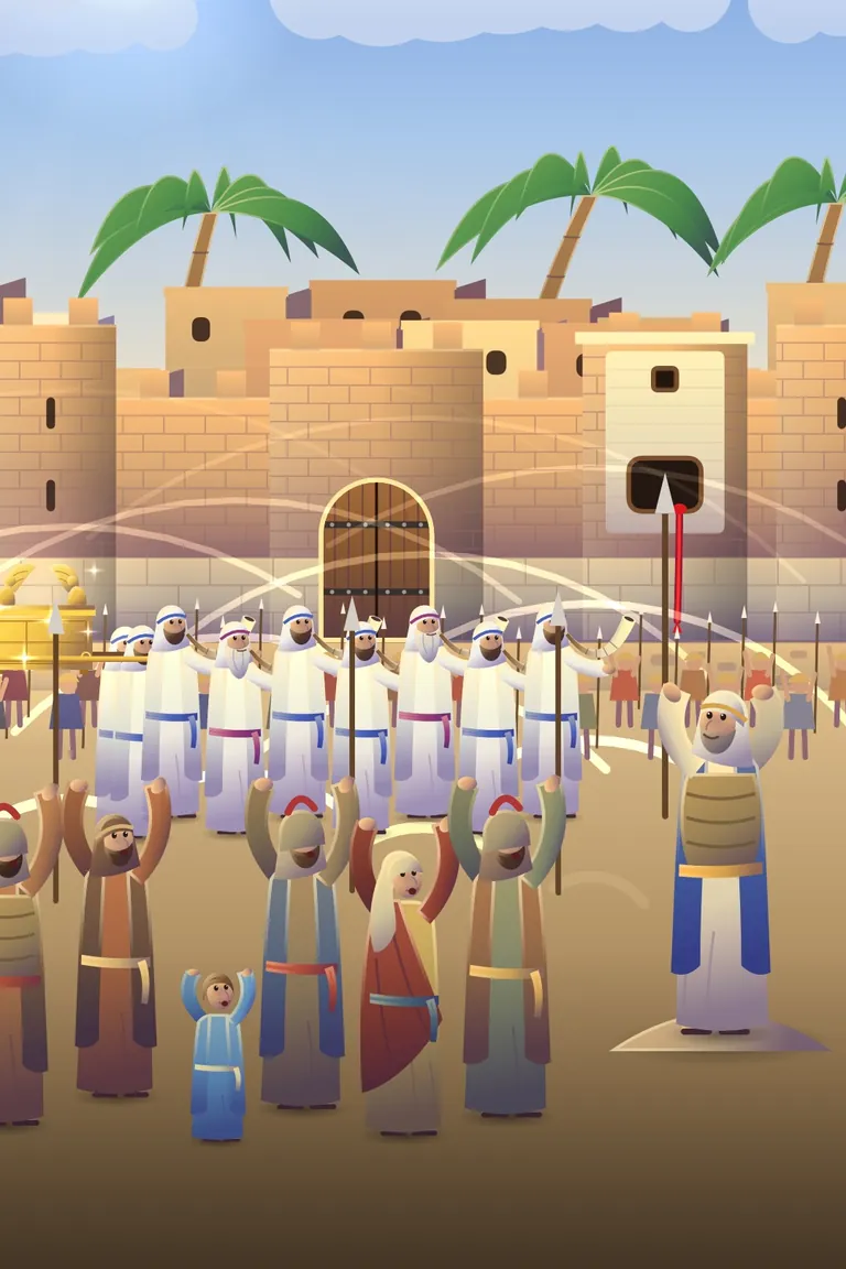 The Walls of Jericho, a painted Bible story
