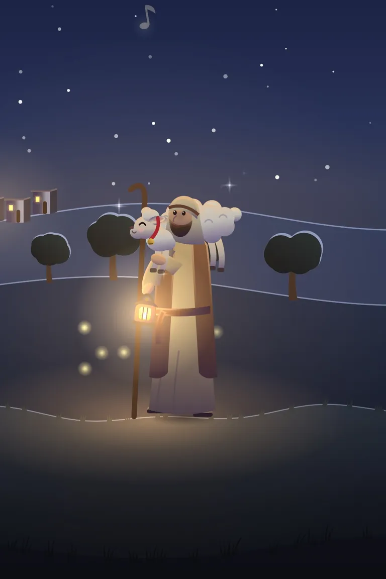 A painting of the lost sheep, from the Better Human story films