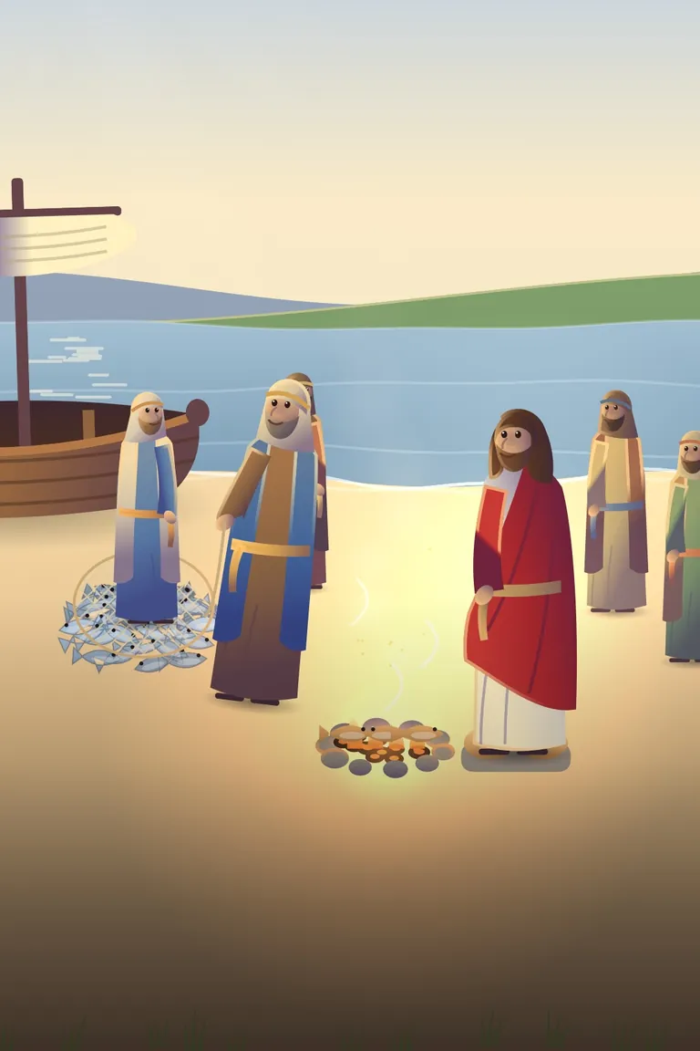 Breakfast by the Sea, a painted Bible story
